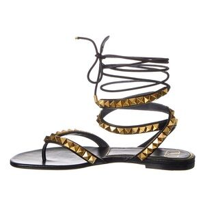 Valentino Black and Gold Gladiator Sandals